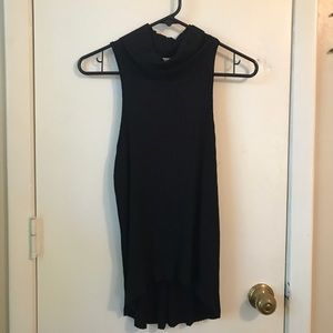 Ribbed Cowlneck Sleeveless Top